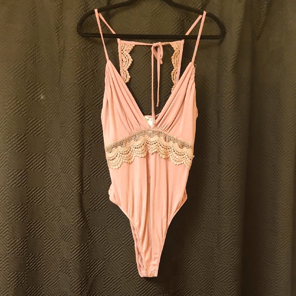 Rue21 Lace Trim Mauve Bodysuit